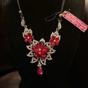 Betsy Johnson Ruby colored necklace